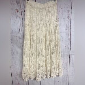 Crochet Bohemian Skirt Beige Color